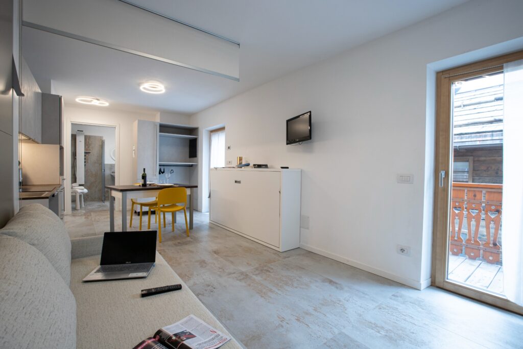 Soggiorno open space appartamento 2 chalet sebastian livigno