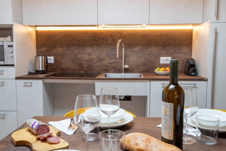 Cucina e sala da pranzo appartamento 1 chalet sebastian livigno
