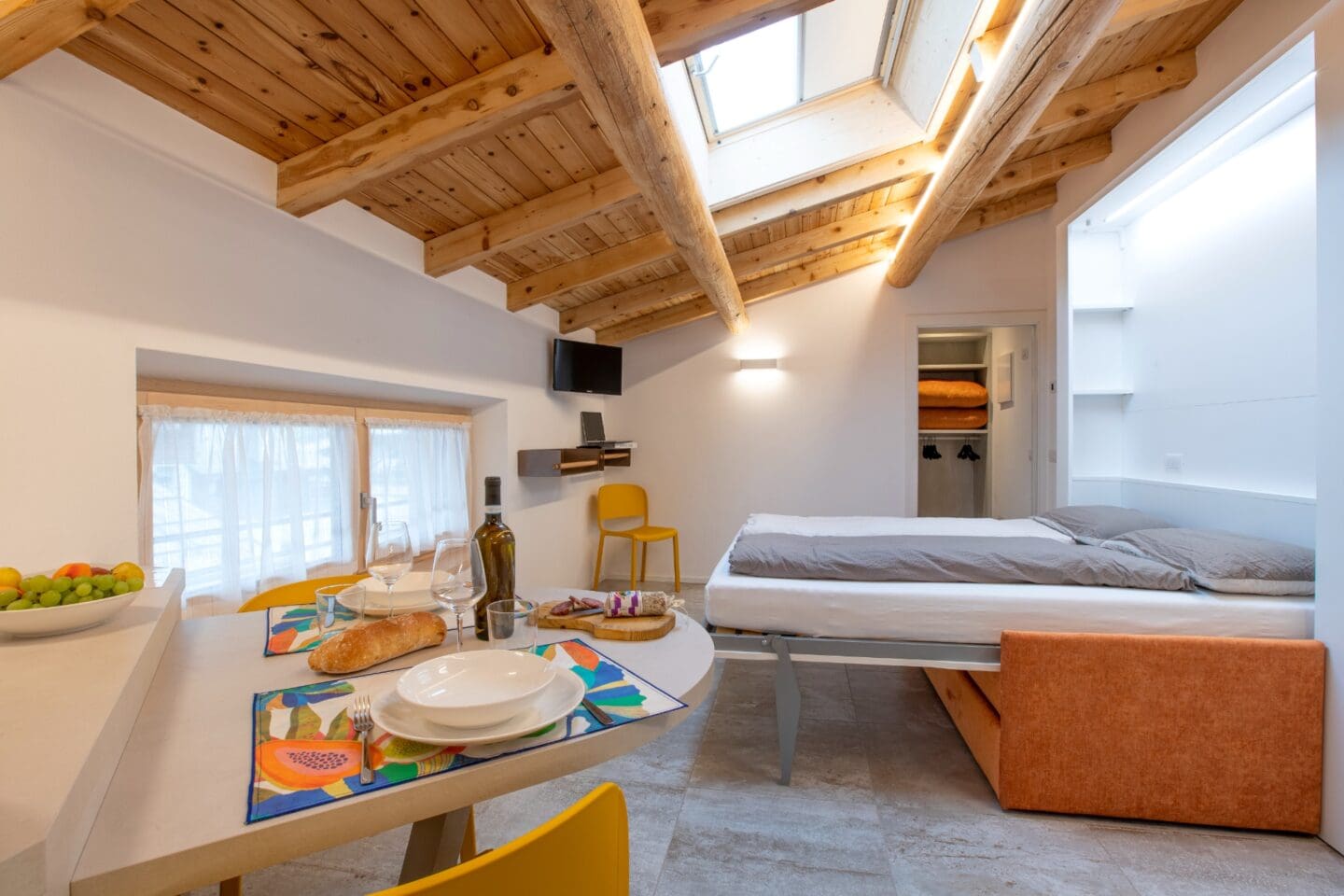 Divano letto soggiorno appartamento 3 chalet sebastian livigno